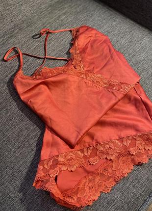 Розкішна атласна піжамка з шортиками на великий розмір 🌹