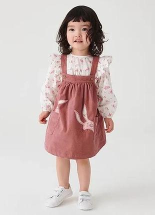 Гарний стильный вельветовий сарафан з вишивками на дівчинку 2/3р m&s collection