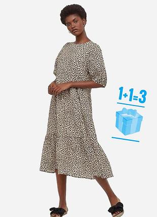 Ярусное миди платье в цветочек h&m xs