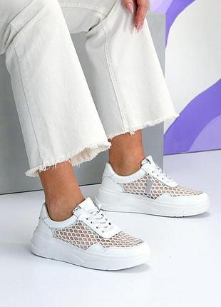 Кроссовки женские кожаные в белом цвете 🤩🤩🤩