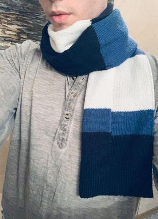Модный шарф светло-синий4 фото