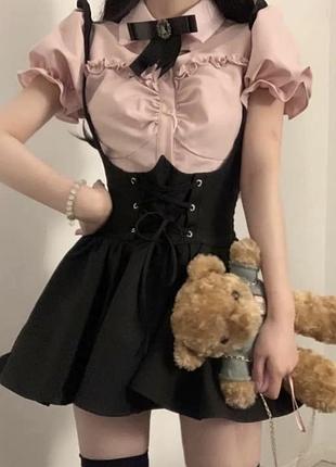 Комплект блуза с бантиком + юбка jk lolita
