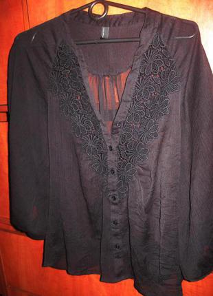 Блуза boho з мереживом чорна