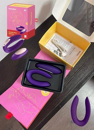 Вибратор для пар satisfyer double plus remote оригинал с пультом дистанционное управление парный вибромассажер смарт стимулятор пара