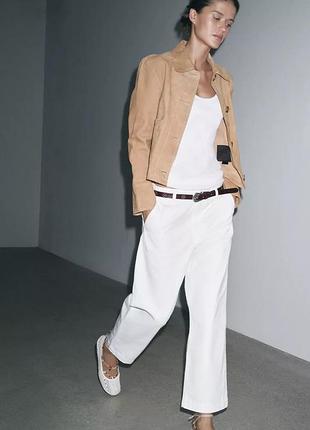 Укороченные белые брюки женские zara new3 фото
