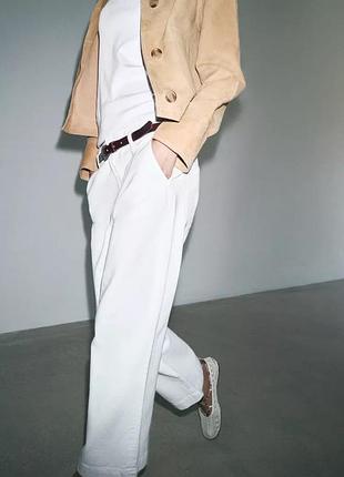 Укороченные белые брюки женские zara new4 фото