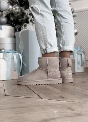Ugg mini жіночі зимові чоботи уггі сірі