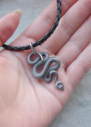 Кулон змія із нержавіючої сталі велика підвіска зі зміями нержавіюча сталь колір чорне срібло