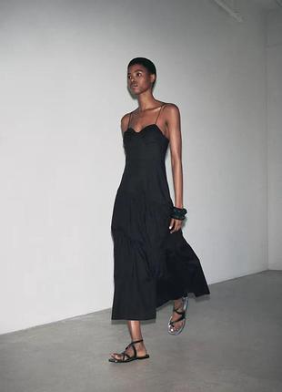 Длинное платье женская черная с бюстье zara new