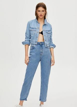 Вкорочена кроп джинсова куртка pull&bear6 фото