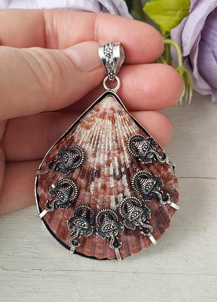 Раковина расческа 🐚 ганее драгоценный кулон серебро