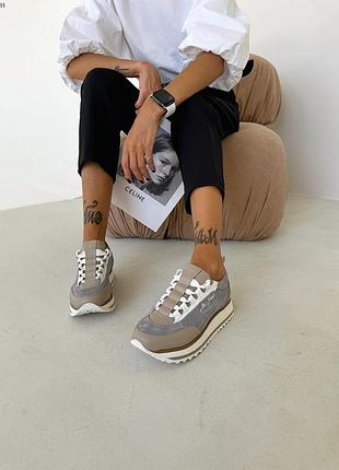 Женские кожаные замшевые кроссовки