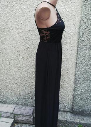 Красивое черное,вечернее платье ,сарафан в пол, с кружевом и открытой спиной,boohoo2 фото
