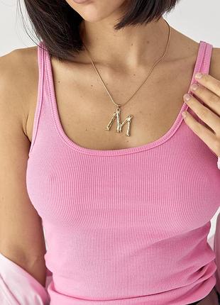 Майка в рубчик з овальним вирізом