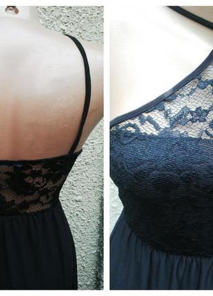 Красивое черное,вечернее платье ,сарафан в пол, с кружевом и открытой спиной,boohoo3 фото