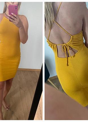 Трикотажное платье в рубчик с открытой спинкой h&amp;m