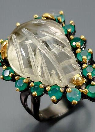 Каблучка срібло 925 натуральний празіоліт оникс