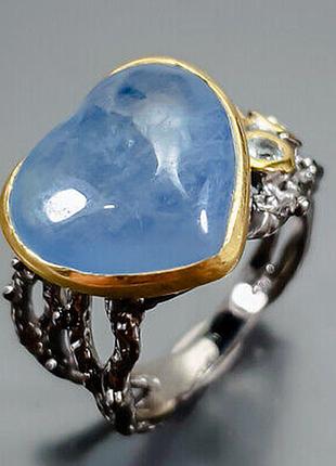 Каблучка срібло 925 натуральний аквамарин топаз