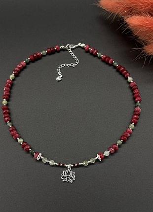 Чокер натуральный кварц, пренит, шпинель (сплав), яшма, фур-ра гип-ный сплав цвет серебро d-6х4-2мм+- l-40-45см