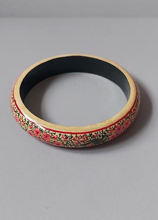 Вінтажний дерев'яний браслет із розписом