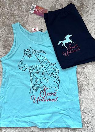 Комплект для девочки: футболка + шорты 100% коттон размер: 134/140