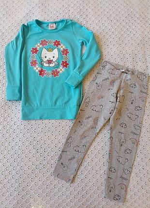 Набор из туники и лосенок для девочки из хлопка комплект лонгслив леггинсы лосины трикотажные туника