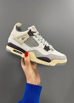 Кросівки nike air jordan 4 retro light grey beige brown