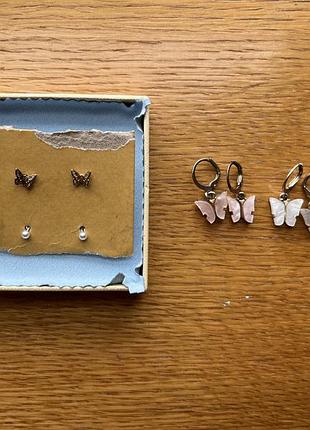 Серьги бабочки комплект