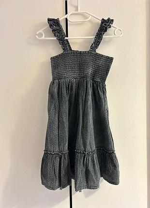 Летнее платье-сарафан на брителях для девочки 10-11 лет