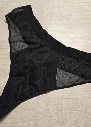 Hunkemoller! полупрозрачные высокие женские трусы, стринги м размер caviar