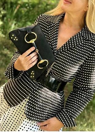 Пиджак, жакет, куртка премиум бренд, max mara, черный в белый горох, натуральный шелк, оригинал9 фото