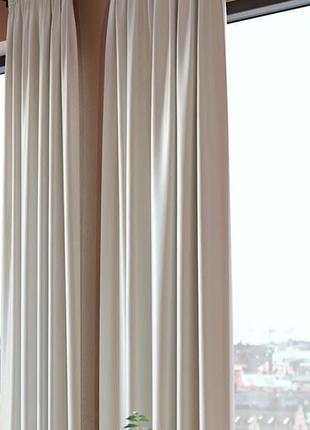 Шикарные бархатные бежево - песочного цвета шторы  2х140x3005 фото
