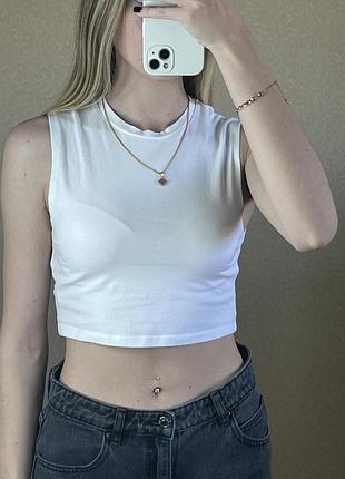 Белый базовый топ zara