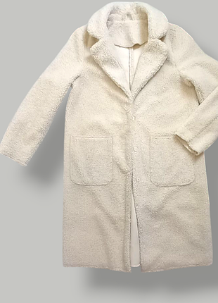 Пальто teddy кардиган молочного цвета тедди
