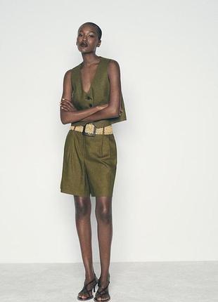 Крутой лен костюм жилетка + шорты zara размер м