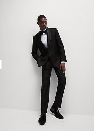 Брендовый черный костюм смокинг в составе шерсть от m&s