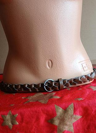 Плетёный коричневый женский ремень пояс