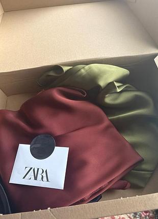 Атласная сатиновая юбка зара zara, коллекция 2025