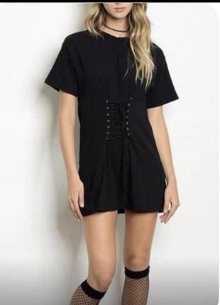 Футболка плаття топ шнурівка подовжена