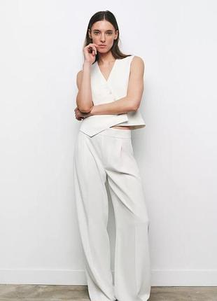 Широкие белые брюки женские zara new