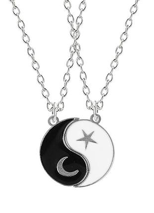 Дві парні підвіски інь янь унісекс, набір прикрас ланцюжки з кулоном