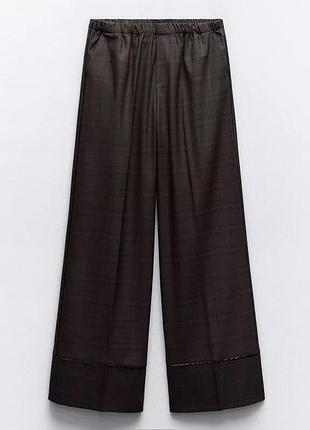 Широкі штани в піжамному стилі zara - xs, s, m