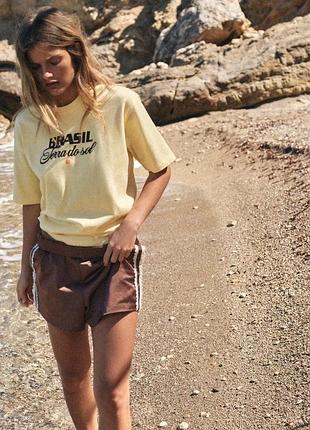 Футболка женская желтая с принтом zara new