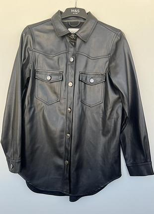 Рубашка оверсайз удлиненная из эко кожи