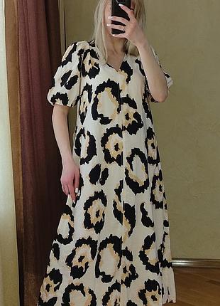 Платье миди с леопардовым принтом h&m