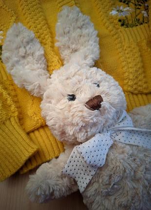 Мягкая игрушка зайка плюшевая фл с мягкая бежевая светлая заяц сбантом кролик