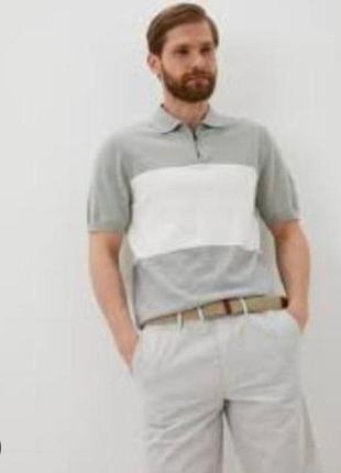 Футболка-поло m&s light sage ivory grey cotton rich zip polo size l bnwt
