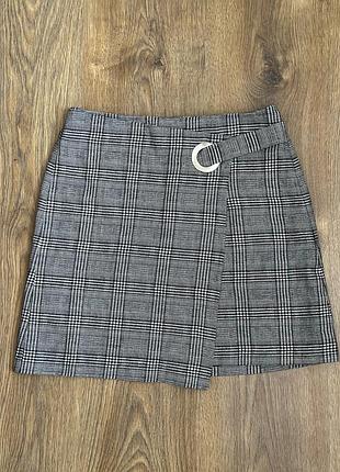 Клетчатая юбка с запахом mango