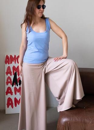 Трендовые брюки-юбка кремовые