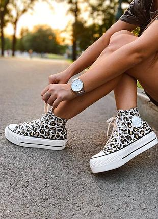 Кеди на платформі Converse Baskets brunes Chuck 70 High high leopard